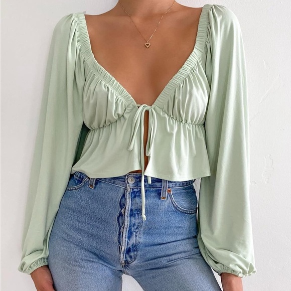 Frankie Phoenix Los Angeles Tops - Frankie Phoenix Elegant Women's Sage Green Top